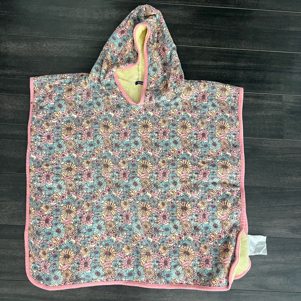 Floral Hooded Kids Poncho organic cotton